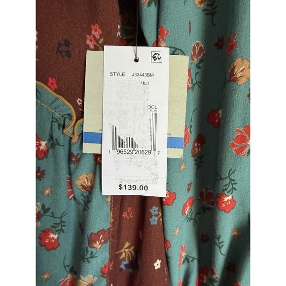 John Mark Mixed Media Floral Peasant Blouse XL Patchwork Boho Tunic NWT Eclectic - Picture 15 of 16